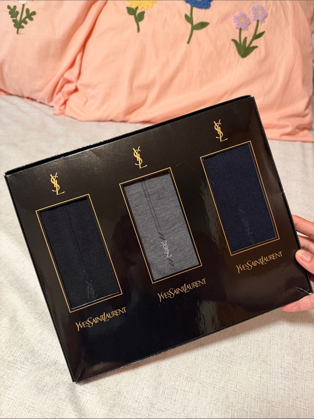 Yves Saint Laurent Black, Gray & Navy Dress Sock Trio
